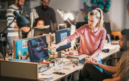 team working in the office