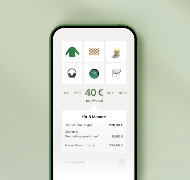 Riverty App, in der Flex genutzt wird: Die Zahlung kann somit beispielsweise 8 Monate pausiert werden.