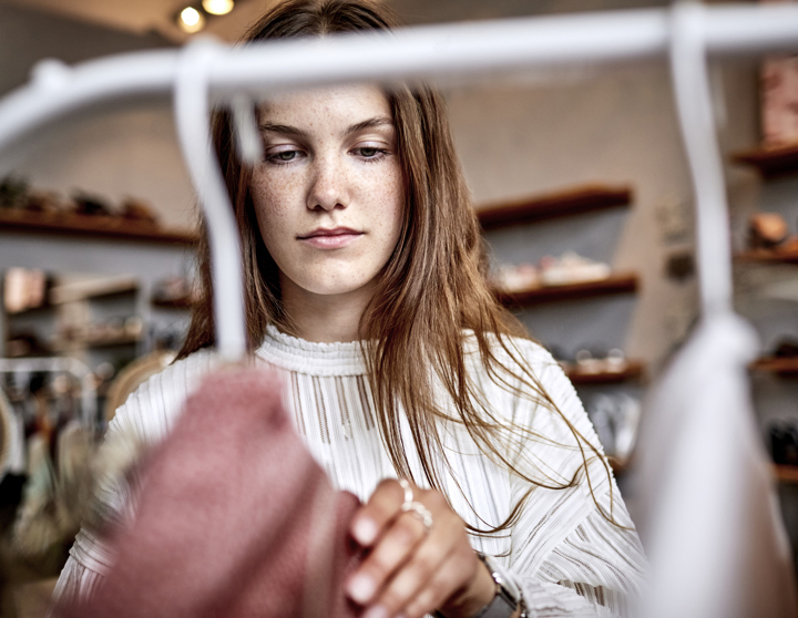 Woman looking at clothes