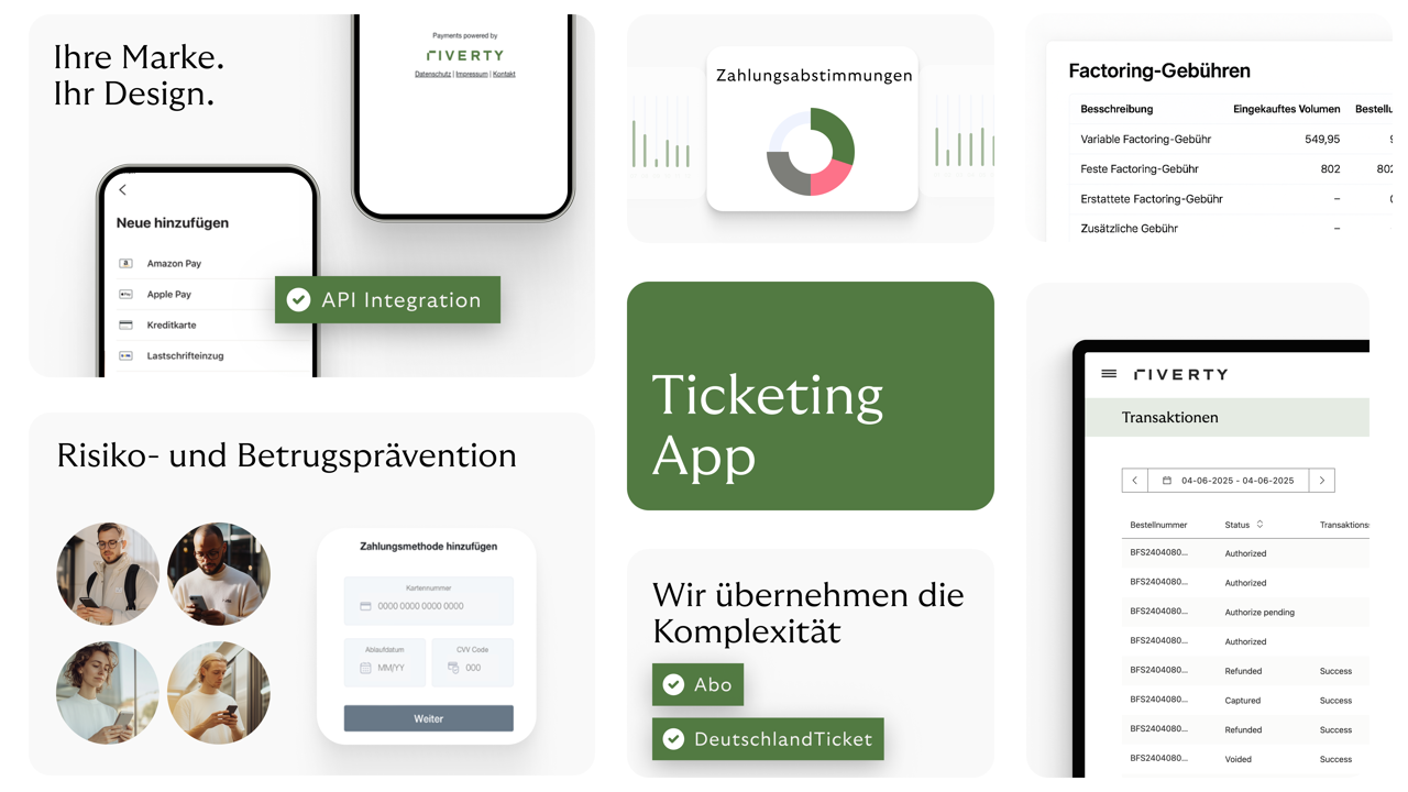 Screenshots aus der Riverty Ticketing App