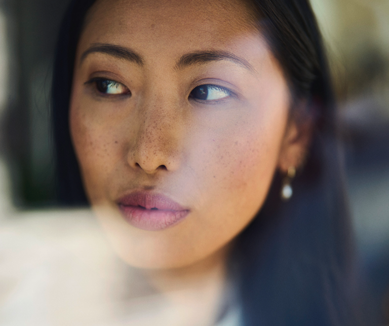  Een close-up foto van een vrouw