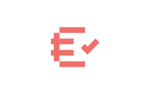 Red icon showing euro sign with a check mark