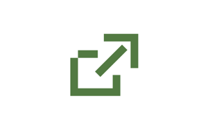 Grønt ikon med en boks og en pil som peker oppover