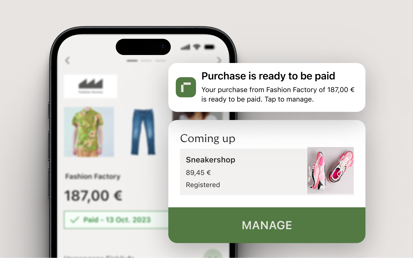 Purchase shown in the Riverty app