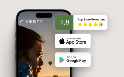 Mit durchschnittlich 4.8 von 5 Sternen gehört die Riverty App zu den besten Apps verfügbar im App und PlayStore.