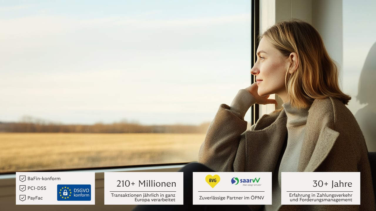 woman looks outside train window