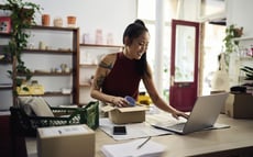 Frau mit Paketen Kauf auf Rechnung