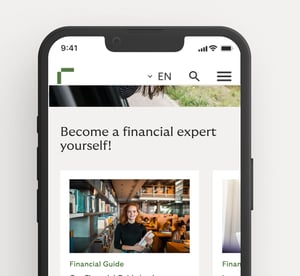 IPhone with opened Financial Academy, where consumers get guidance around financial topics.