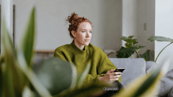 woman with her phone