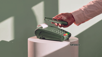 Payment machine at the counter with a receipt