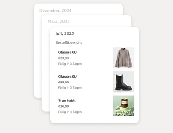 Erhalte einmal im Monat eine Rechnung und fasse alle deine Zahlungen zusammen.