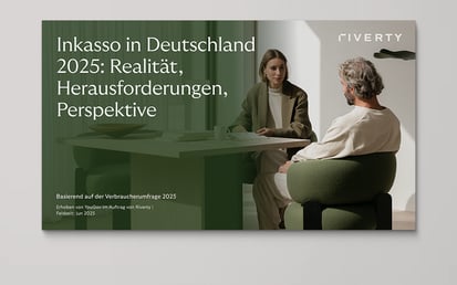 Studie „Verbraucher im Inkasso 2025“ – Cover mit Titel, Datum und Riverty-Branding