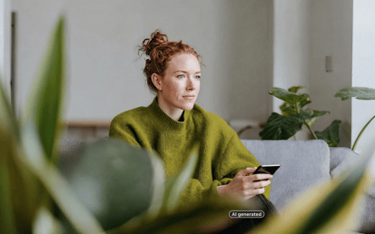 woman with her phone