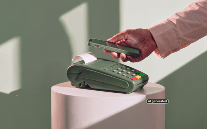 Payment machine at the counter with a receipt