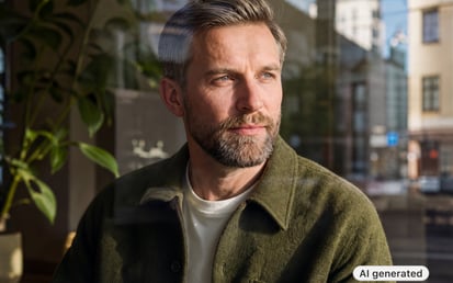 Man tittar ut mot en gata
