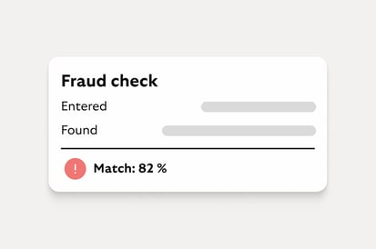 Fraud check result with match percentage.