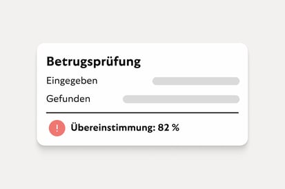 Fraud check result with match percentage.