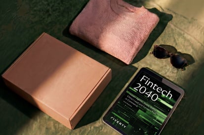 an iPad with a fintech 2040 webpage open