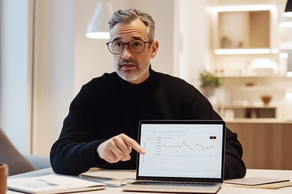 man with a laptop in a room 