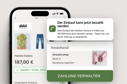 Ansicht eines Einkaufs innerhalb der Riverty App