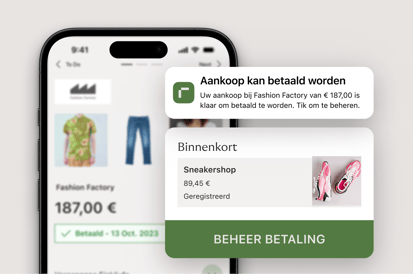 Aankoop getoond in de Riverty app