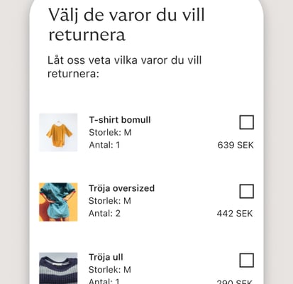 Bnpl App översikt returer