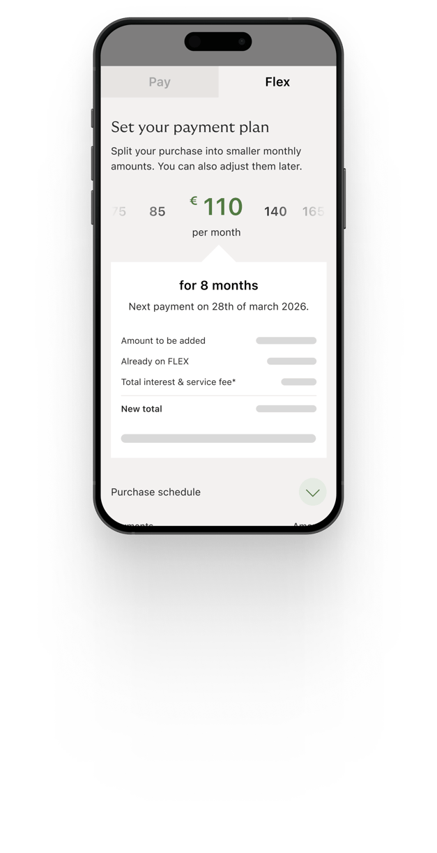 Flex payment screen