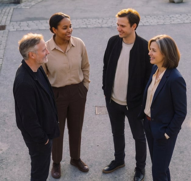 4 persons are discussing