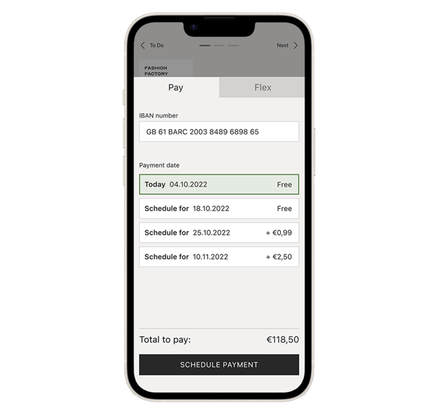 Pay in our app