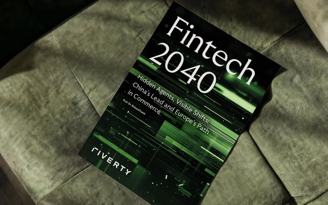 Cover van Riverty’s Fintech 2040-paper over verborgen AI-agents, China’s voorsprong in agentic commerce en Europa’s focus op vertrouwen en digitale betalingen