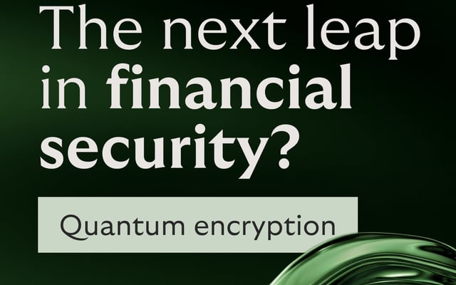 Infographic showing the next leap in financial security is quantum encryption