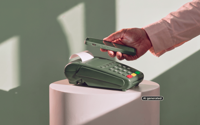 Payment machine at the counter with a receipt