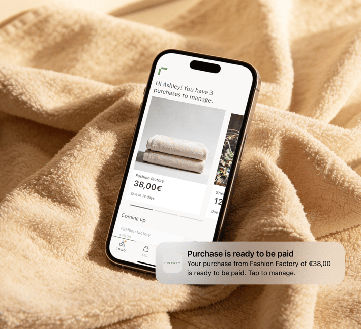Phone displaying purchase payment reminder