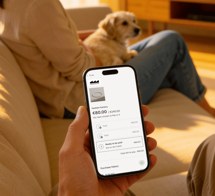Phone displaying purchase payment reminder