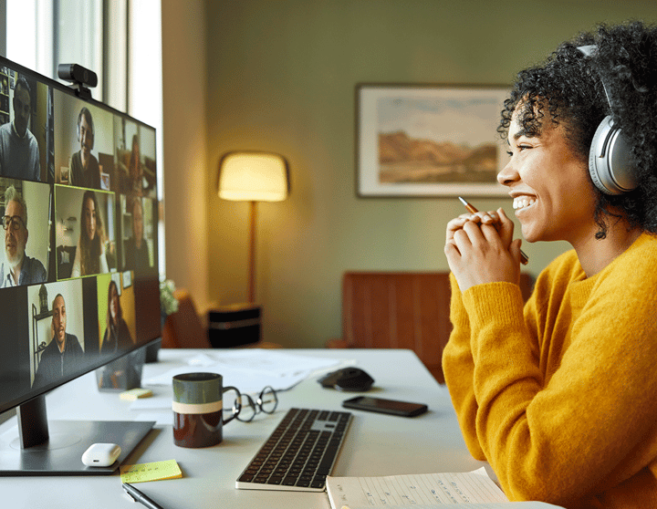 Junge Frau in einem Videocall