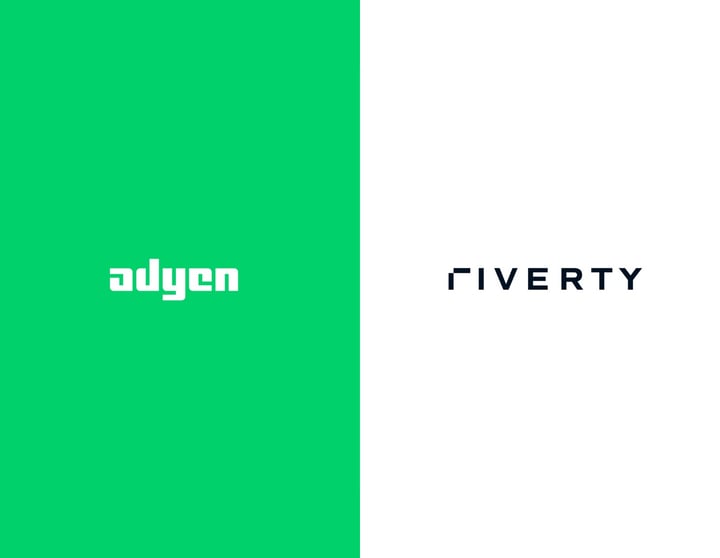 Die Logos von Adyen und Riverty nebeneinander als Visual für ihre Zusammenarbeit.