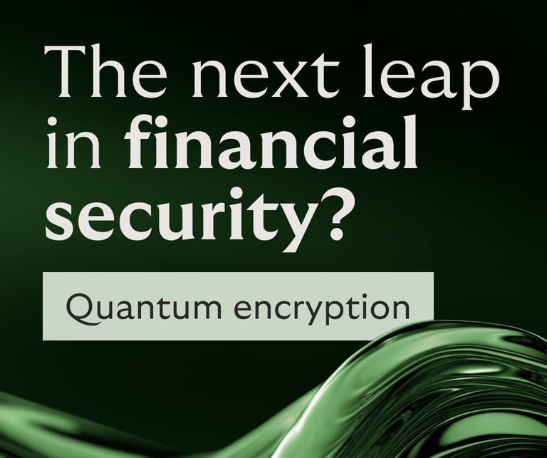 Infographic showing the next leap in financial security is quantum encryption