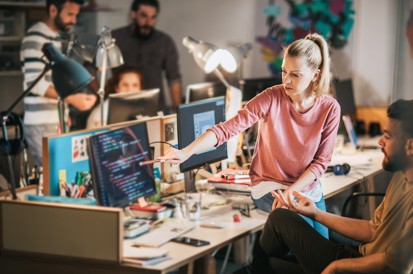 team working in the office
