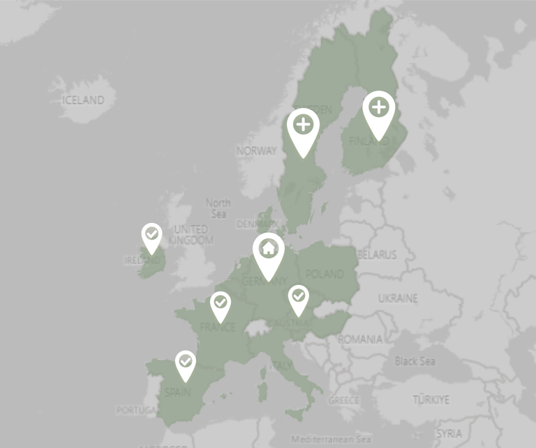Image showing a European map - with Accounting as a Service by Riverty, you are flexible to handle up to three times faster time-to-market expansions.