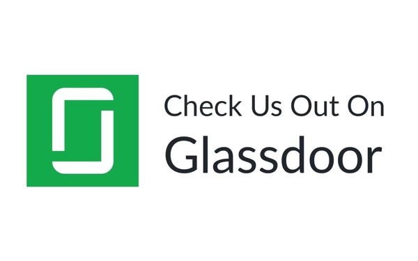 Das Bild zeigt das Glassdoor Logo: Auf Glassdoor erhält Riverty durchschnittlich 3,8 Sterne