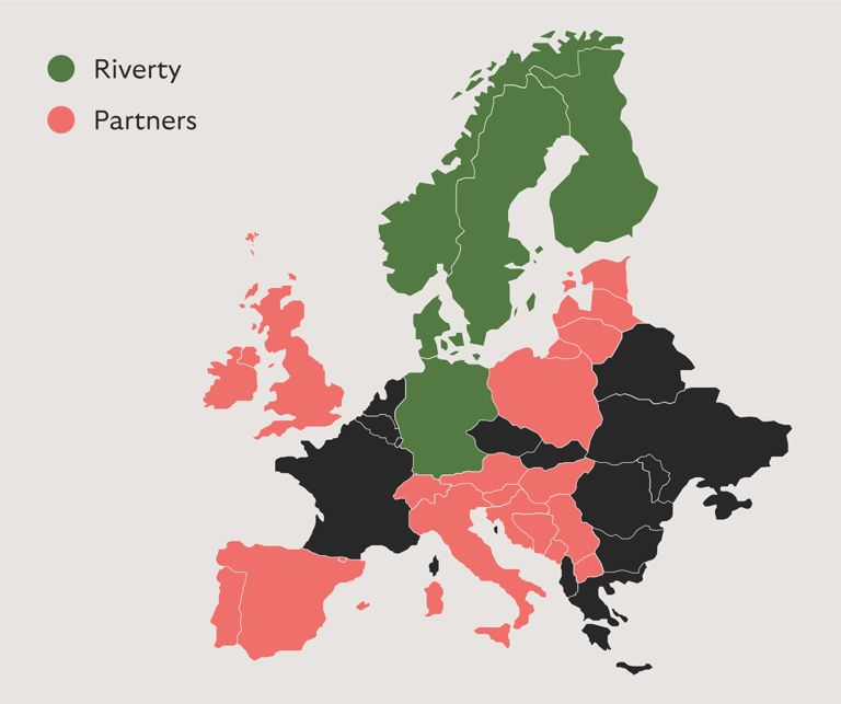 kort over free-flow løsning i Europa 