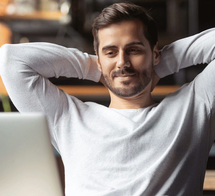 Man in front of computer